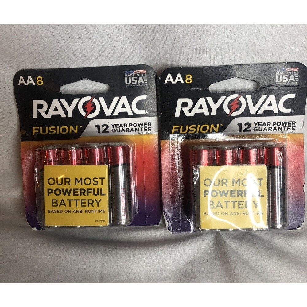 2-8 PACKS Rayovac Fusion AA 1.5V Premium Alkaline Batteries 16 pc 12/35